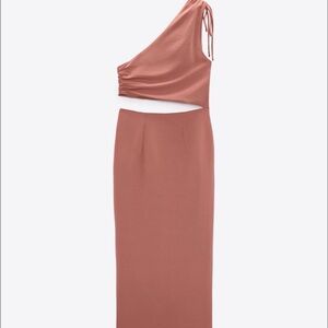 Zara One-Shoulder Maxi Dress in Dusty Rose